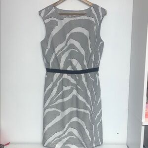 Ann Taylor LOFT Sz MED Zebra-Print Midi Dress, Stretch Waist #office #business
